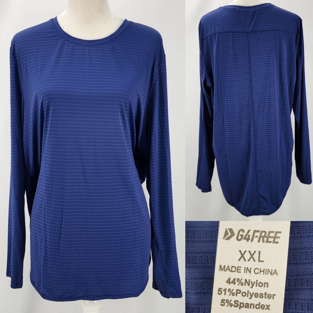 New G4Free Women XXL Long Sleeve Lightweight Workout Tunic Top Blue UPF 50 Shirt